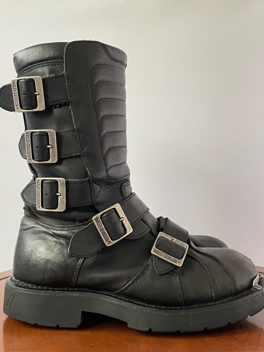 Harley-Davidson Terminator 5-Buckle Black Leather Motorcycle Boots | US 8.5